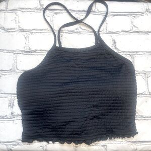 Black Halter Tie up Back Bikini Top